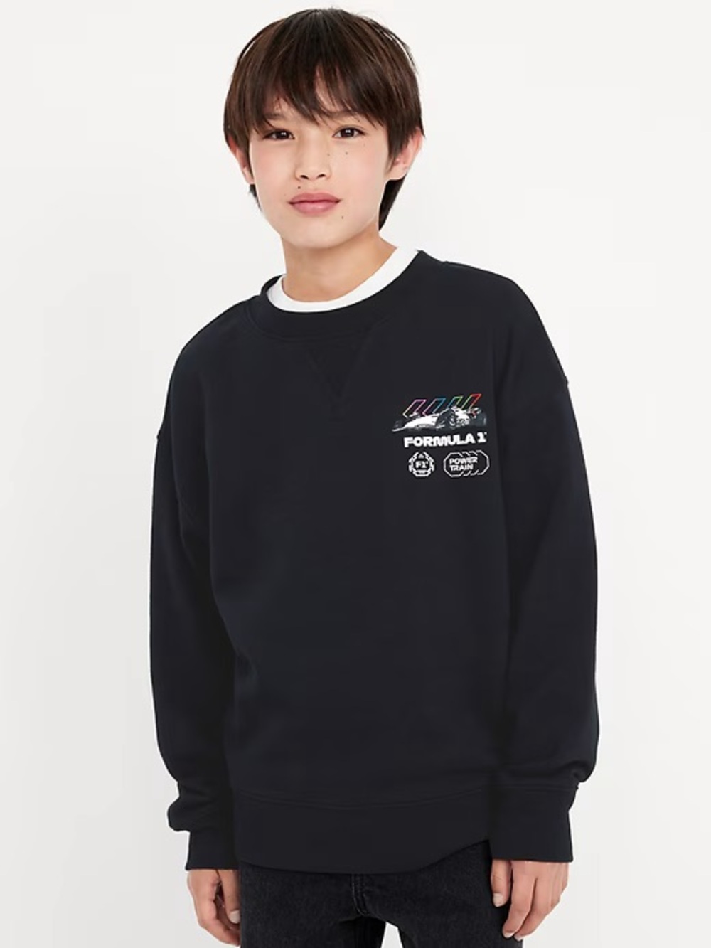 Never Worn: Old Navy Black Formula 1 Crewneck Sweatshirt (Youth Large; 10-12)